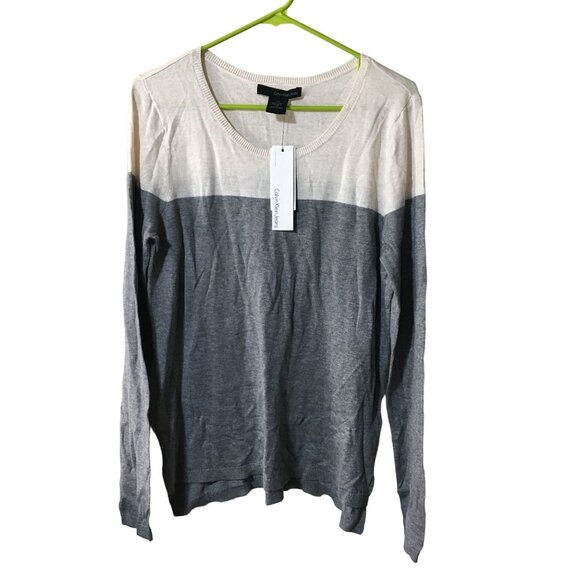 CALVIN KLEIN SOFT LIGHT GREY HEATHER SWEATER WOMENS SIZE LARGE NWT - Picture 1 of 4